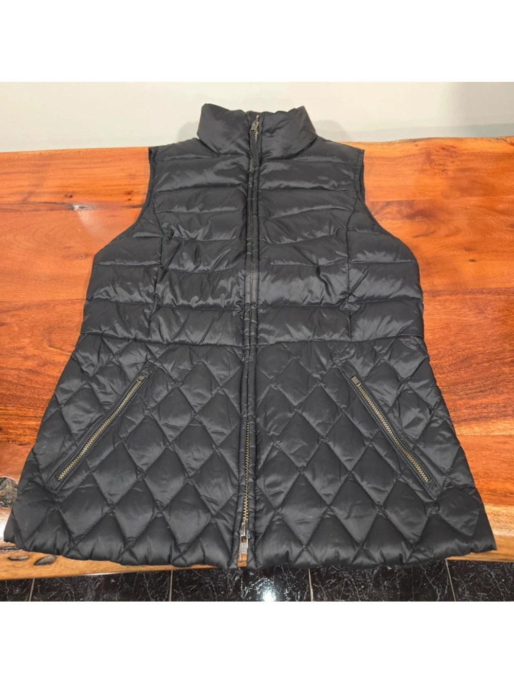 Talbots Petites Black Quilted Puffer Vest